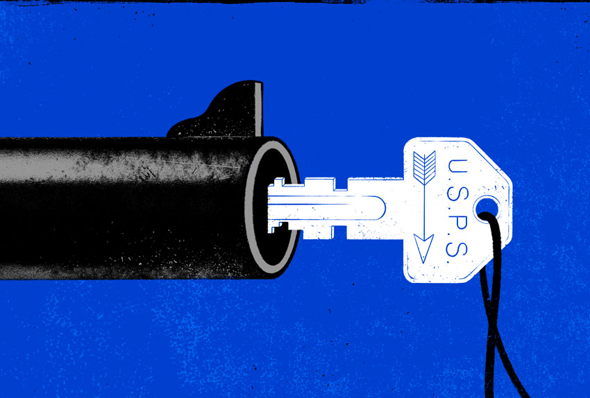 An illustration of a key entering a lock.